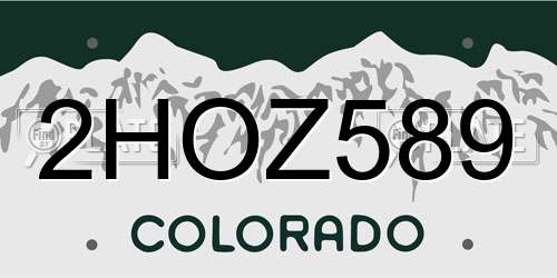 2HOZ589 Colorado License Plate