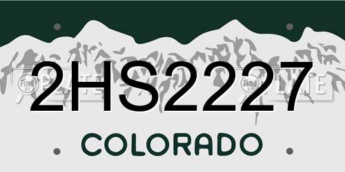 2HS2227 Colorado License Plate