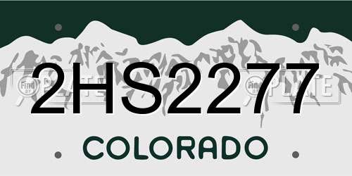 2HS2277 Colorado License Plate
