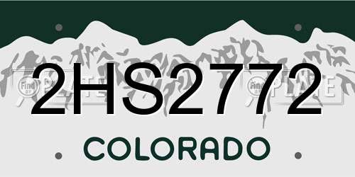 2HS2772 Colorado License Plate