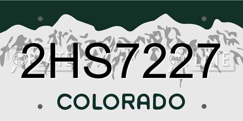 2HS7227 Colorado License Plate