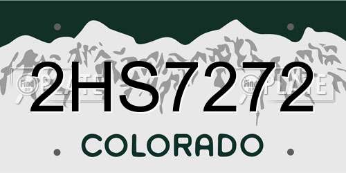 2HS7272 Colorado License Plate
