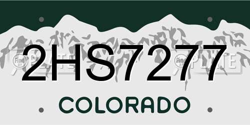 2HS7277 Colorado License Plate