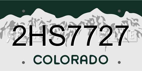 2HS7727 Colorado License Plate