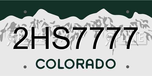 2HS7777 Colorado License Plate
