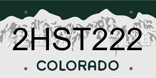 2HST222 Colorado License Plate