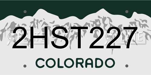 2HST227 Colorado License Plate