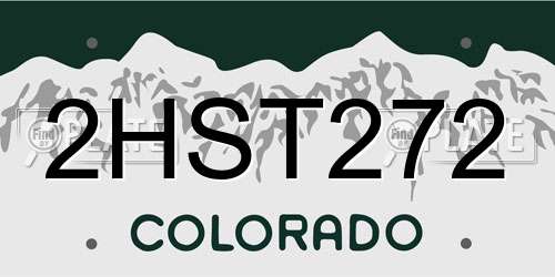 2HST272 Colorado License Plate