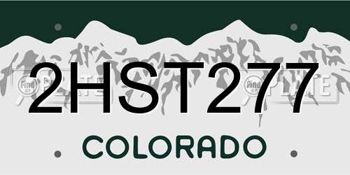 2HST277 Colorado License Plate