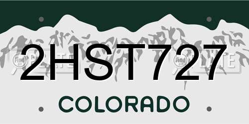 2HST727 Colorado License Plate