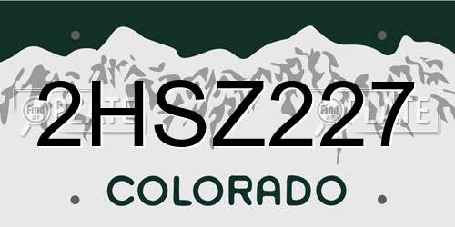 2HSZ227 Colorado License Plate