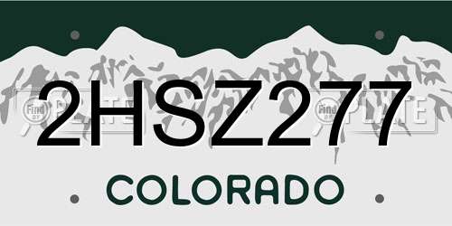 2HSZ277 Colorado License Plate