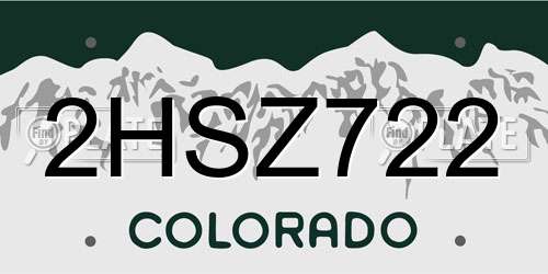 2HSZ722 Colorado License Plate
