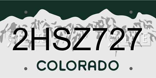 2HSZ727 Colorado License Plate