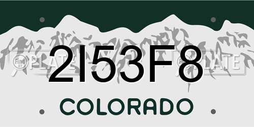 2I53F8 Colorado License Plate