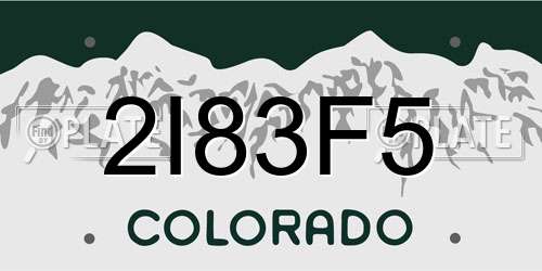2I83F5 Colorado License Plate