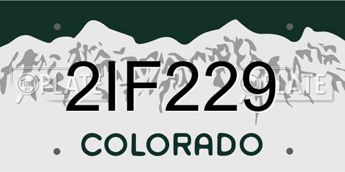 2IF229 Colorado License Plate