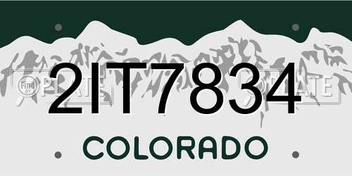 2IT7834 Colorado License Plate