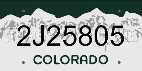 2J25805 Colorado License Plate