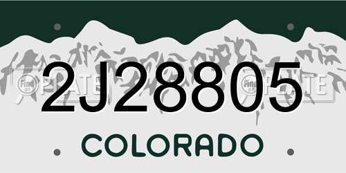 2J28805 Colorado License Plate