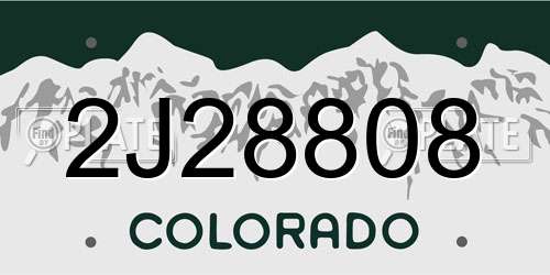 2J28808 Colorado License Plate