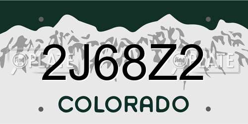 2J68Z2 Colorado License Plate