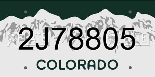 2J78805 Colorado License Plate