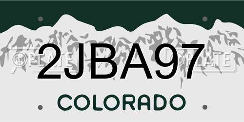 2JBA97 Colorado License Plate