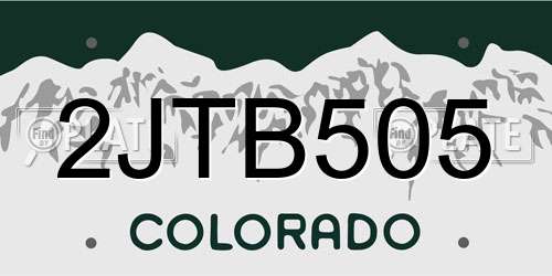 2JTB505 Colorado License Plate