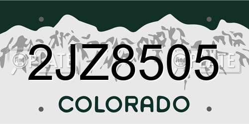 2JZ8505 Colorado License Plate