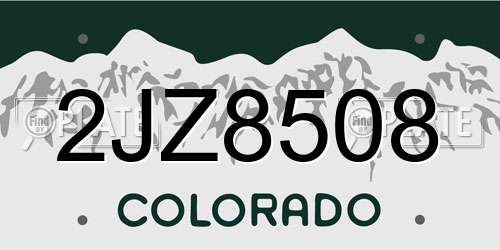 2JZ8508 Colorado License Plate