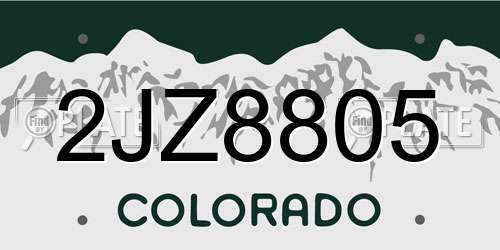 2JZ8805 Colorado License Plate