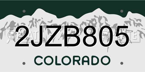 2JZB805 Colorado License Plate