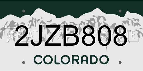 2JZB808 Colorado License Plate