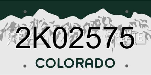 2K02575 Colorado License Plate