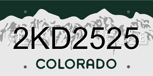2KD2525 Colorado License Plate