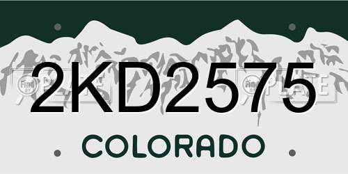 2KD2575 Colorado License Plate