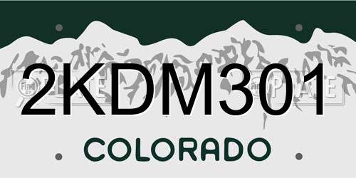 2KDM301 Colorado License Plate