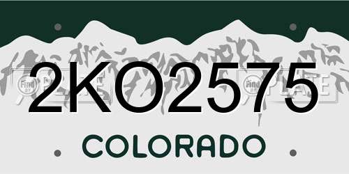 2KO2575 Colorado License Plate