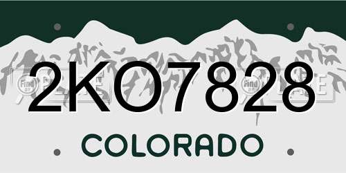 2KO7828 Colorado License Plate