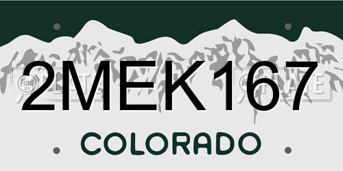 2MEK167 Colorado License Plate