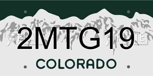 2MTG19 Colorado License Plate