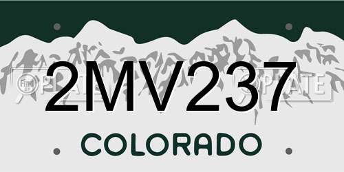 2MV237 Colorado License Plate