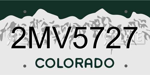 2MV5727 Colorado License Plate