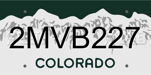 2MVB227 Colorado License Plate