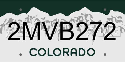 2MVB272 Colorado License Plate