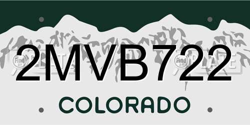 2MVB722 Colorado License Plate