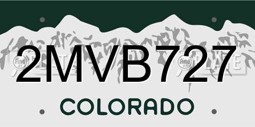 2MVB727 Colorado License Plate