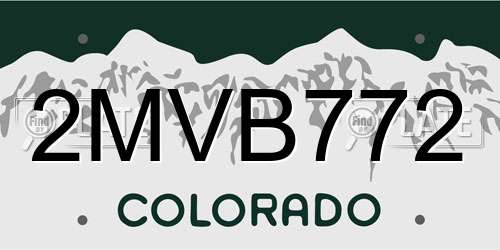 2MVB772 Colorado License Plate
