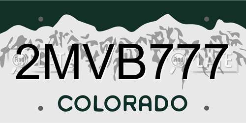 2MVB777 Colorado License Plate